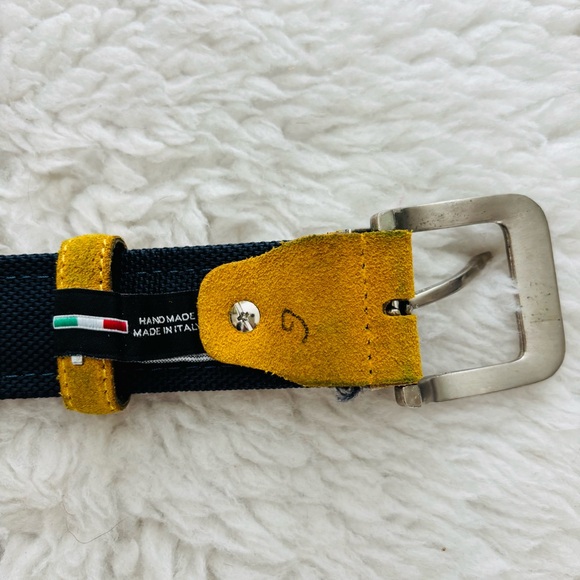 Versace Vtg Yellow Suede Vera Pelle Genuine Leather Belt with Silver Buckle 36 - Picture 7 of 16